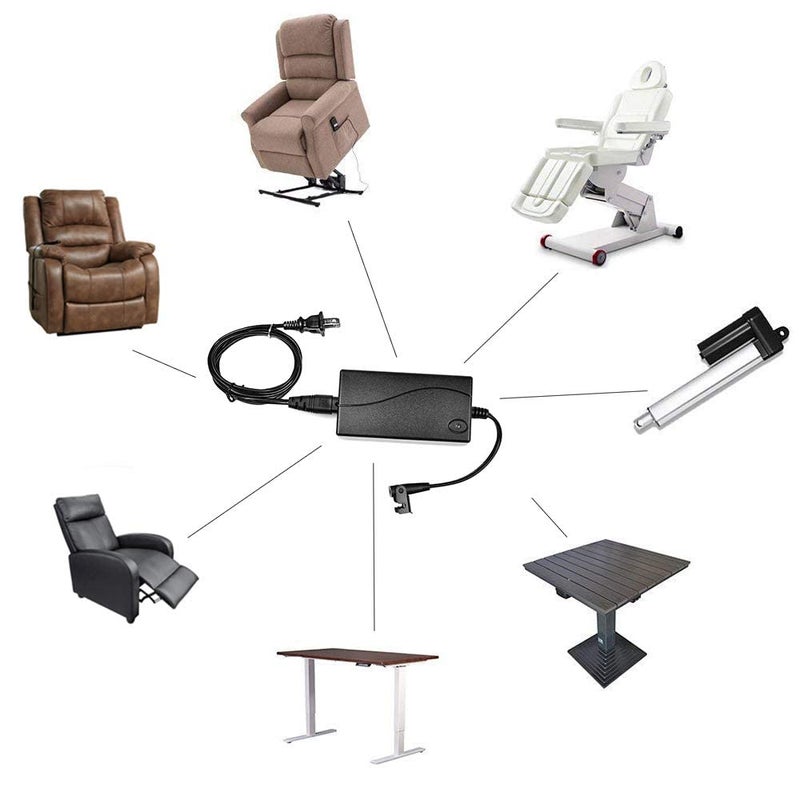 CUGLB Lift Chair AC/DC Switching Power Supply Transformer, 29V 2A Power Recliner Transformer with 4Ft AC Cord and 6.5Ft Motor Cable - Image 5